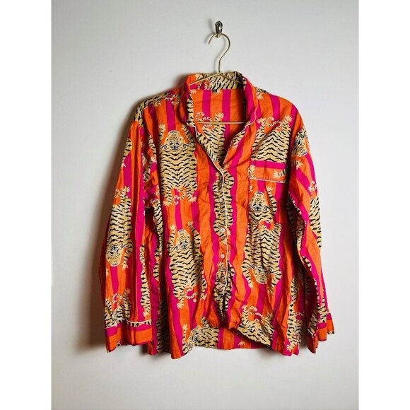 Tiger Print Cotton PJ Set, Woman Comfortable Ultra-Soft Night Wear Colorful XL - Picture 3 of 9